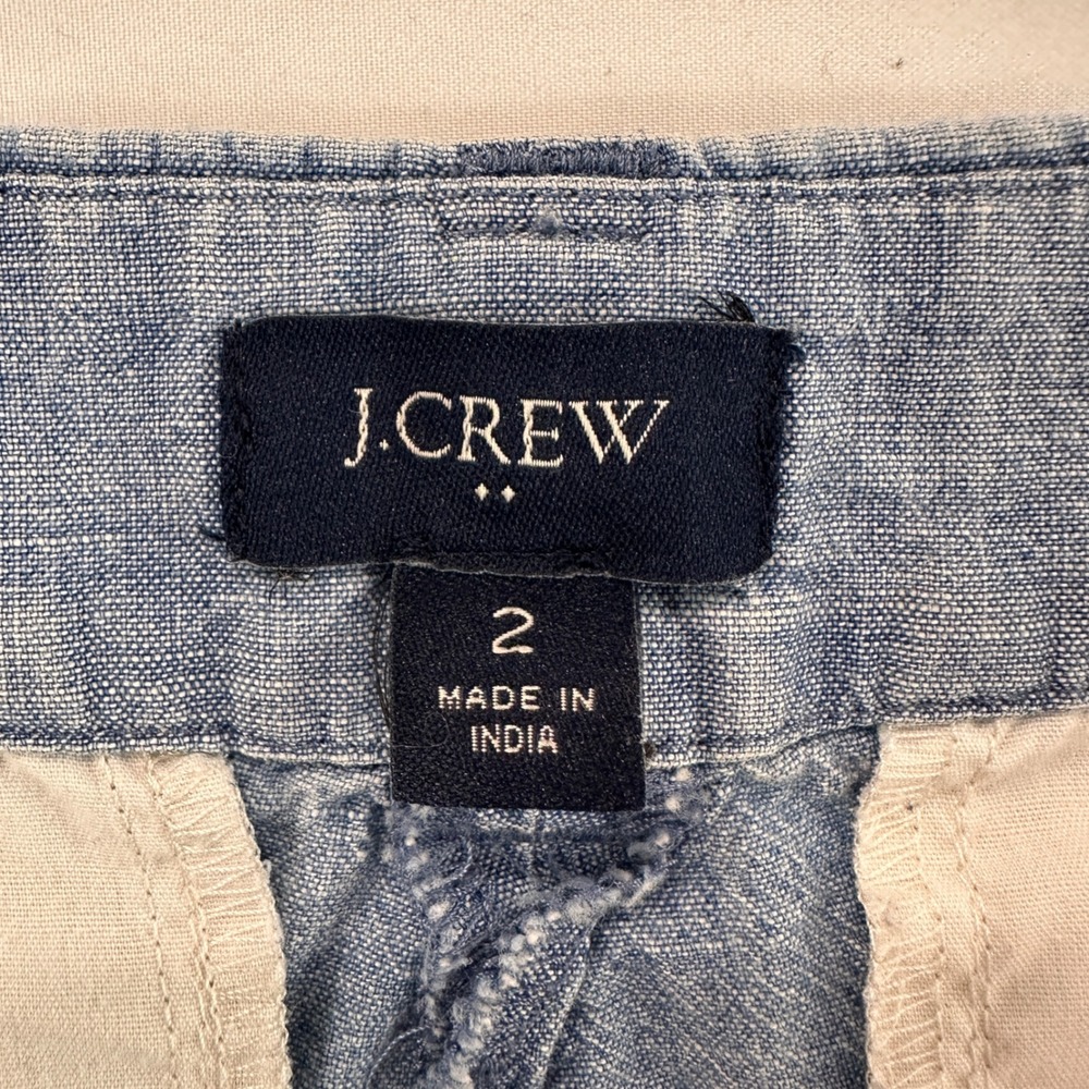 J.Crew Scalloped Hem Chambray Shorts Women Size 2 Blue Cotton | Coastal Preppy - Picture 4 of 6